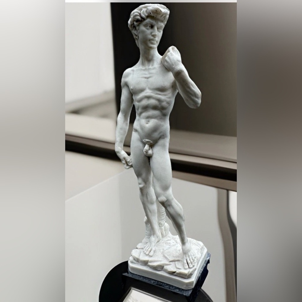 David Of Michaelangelo Vintage Statue A. Santini Made In Italy 12"  Signed